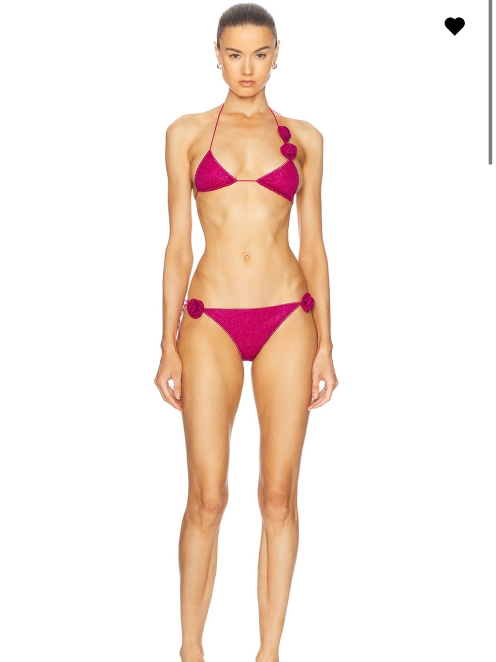 Oseree Fuchsia Triangle Bikini with Rosette Details